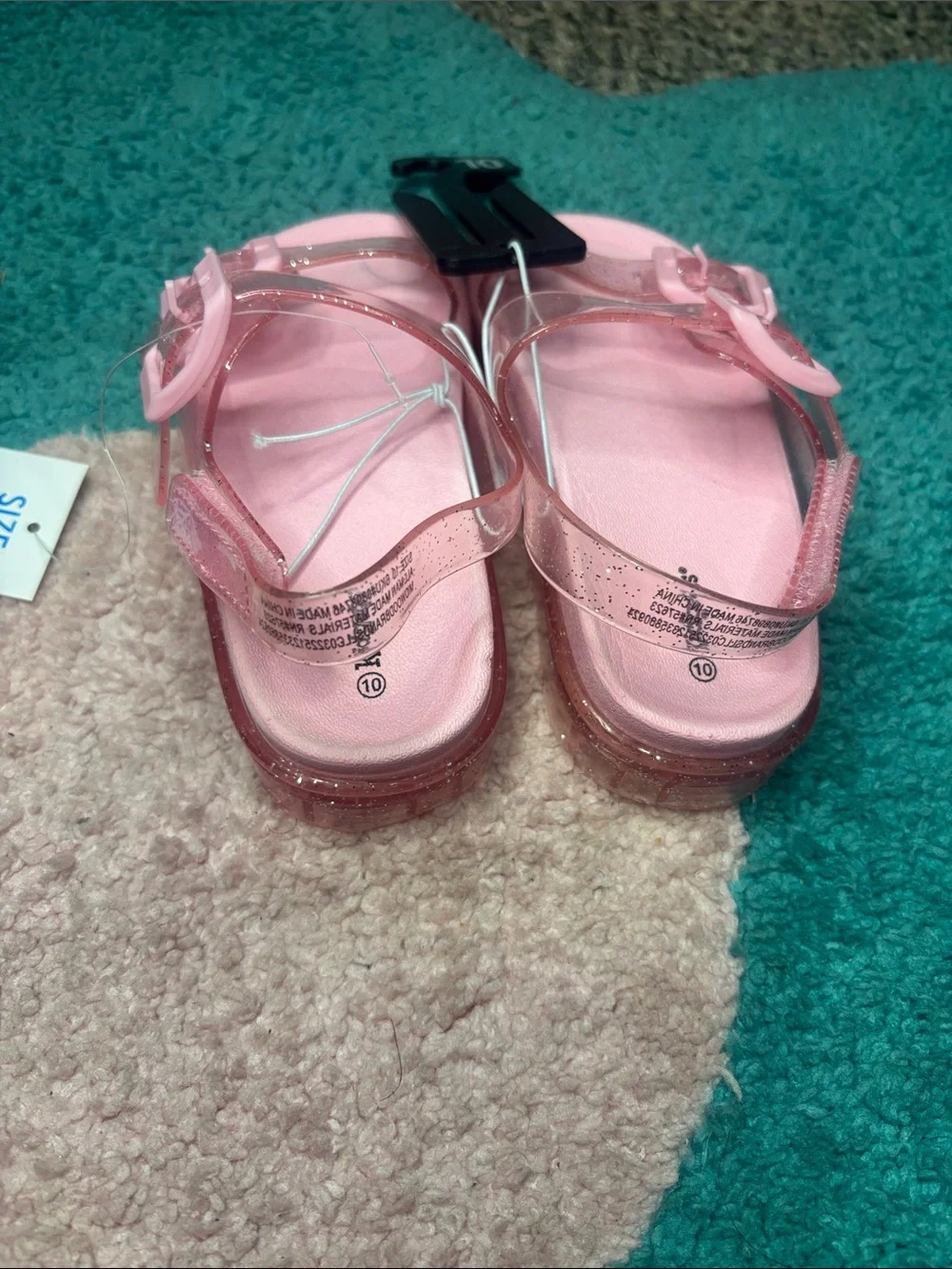 Kids' Pink Jelly Sandals with Adjustable Buckles - Size 10